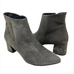 Paul Green Bridget Gray Suede Pointed Toe Zip Ankle Boots - US Size 8 UK 5.5